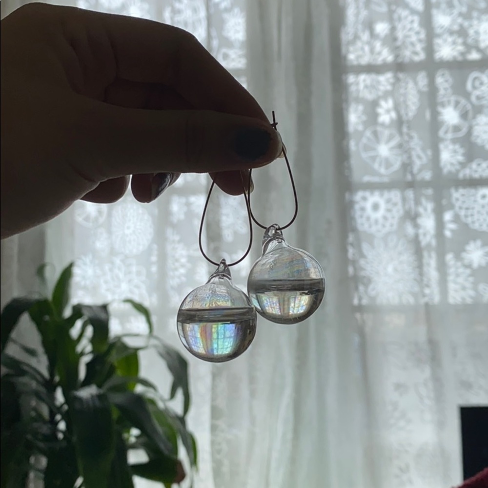 bubble water globe earrings